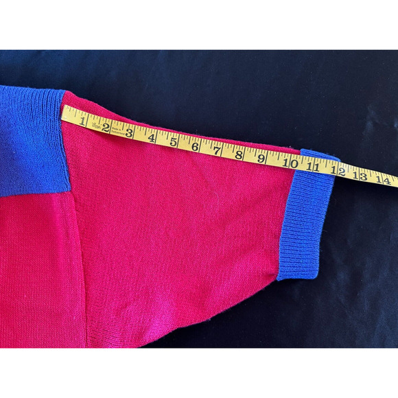 St. John Marie Gray Vintage Sweater Dress 80s Block Pink Purple Button Down Sz M - Picture 8 of 9